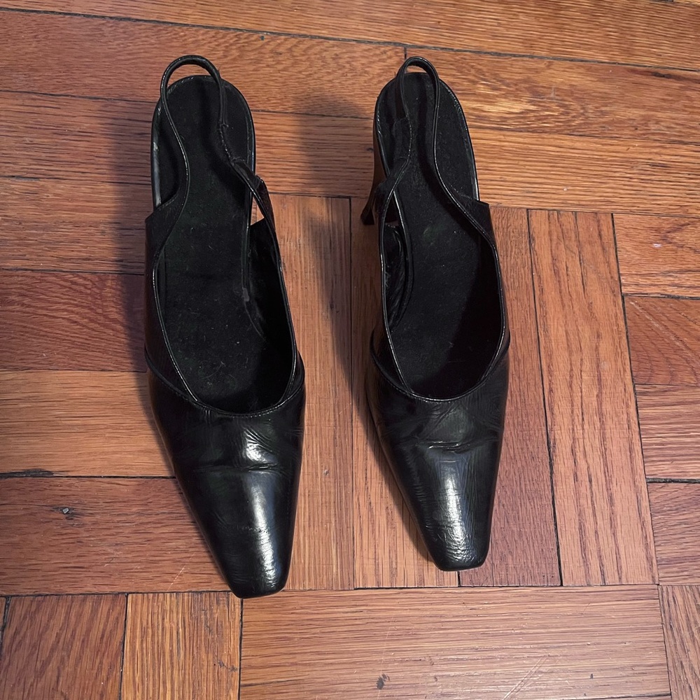 Black Pointed Slingback Pumps - Women's Dress Heels